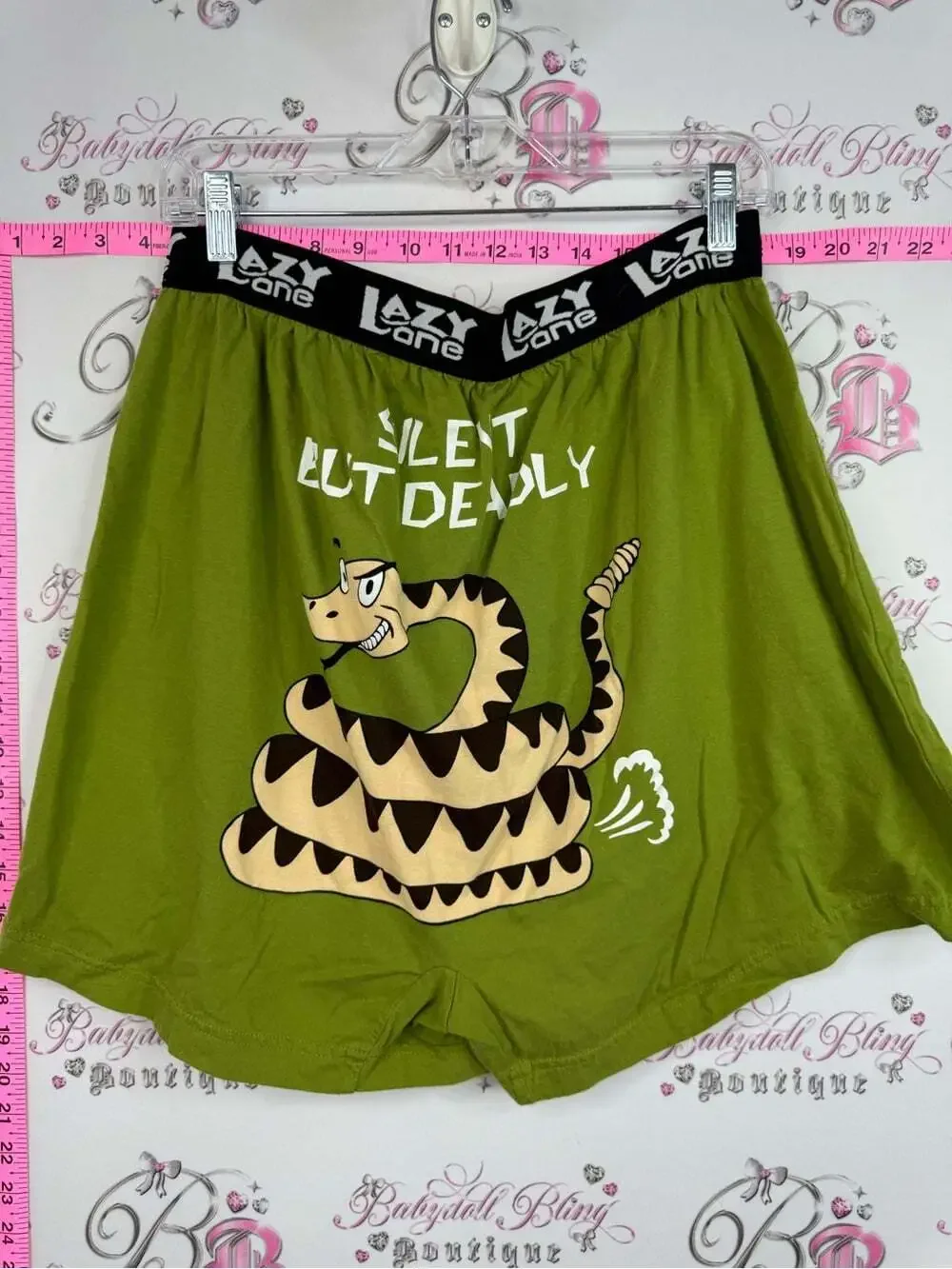 Lazy One shorts silent but deadly snake Men's Olive Green Athletic Cotton Shorts